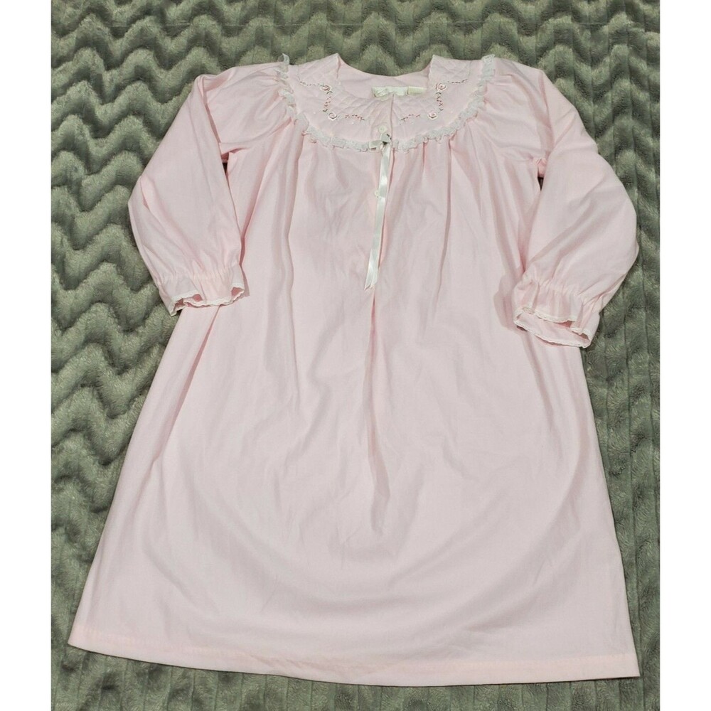Cotillion Vintage Womens Size M Pink Nightgown Lace Embroidery Flowers